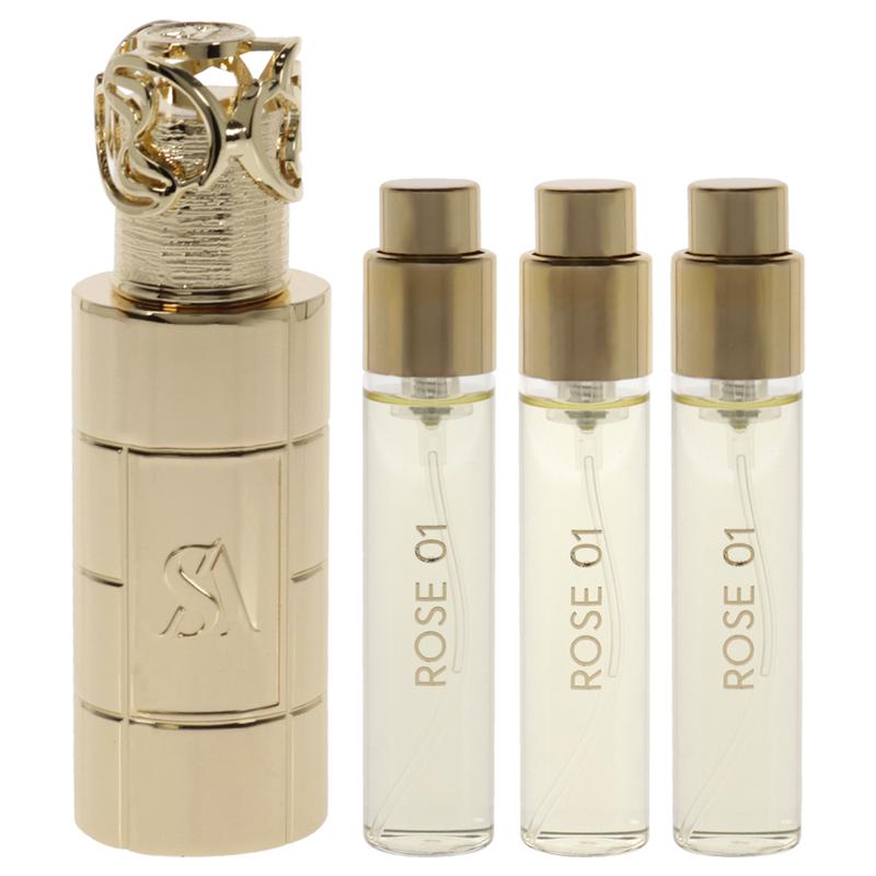 Rose 01 by Swiss Arabian for Unisex - 4 Pc Mini Gift Set 3 x 10ml Perfume Spray, 1 Metal Case