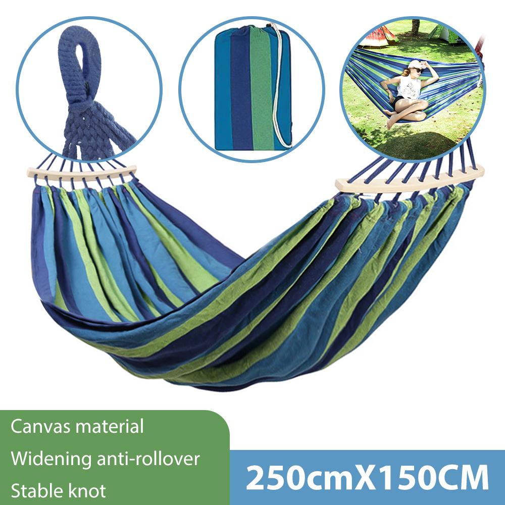 Cotton Camping Hammock 450lb Upgraded Thickened 320G Durable Canvas Fabric Single Hammocks , Camping Outdoor/Indoor Patio Backyard with Travel Bag