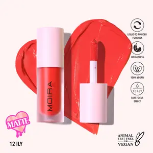 Moira Cosmetics Love Steady Liquid Blush 012 ILY - Matte, Lightweight, 100% Vegan, Soft Focus Effect, Brush Applicator