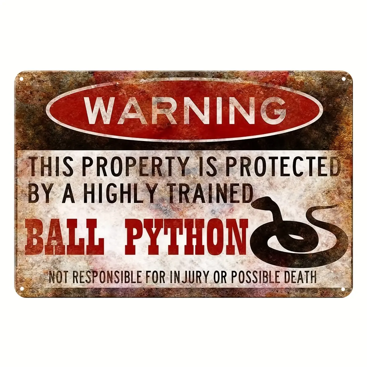 1pc, Funny Metal Signs, Ball Python Accessories, Snake Warning Sign Tin Sign Outdoor Decor 8 X 12 Inches, Display Racks, Home Room Wall Decor, Wall Decor Plaque, Background Wall Decor, Art Wall Decor Hanging Painting