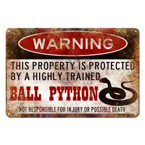 1pc, Funny Metal Signs, Ball Python Accessories, Snake Warning Sign Tin Sign Outdoor Decor 8 X 12 Inches, Display Racks, Home Room Wall Decor, Wall Decor Plaque, Background Wall Decor, Art Wall Decor Hanging Painting