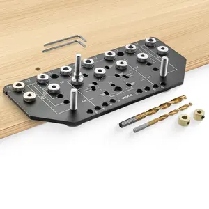 【fathersdaygift】VEVOR Shelf Pin Jig and Hinge Jig Two-in-One,  , Aluminum Alloy Cabinet Hardware Hole Drilling Template with 1/4" and 3/16" Drill Bits, for Cabinet Doors Bookshelves Wardrobes Woodworking and DIY