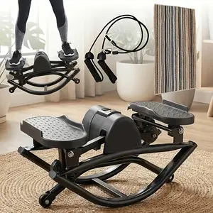 Rock Stepper for Exercise at Home, Lateral Rocking Stepper with Digital Counter & Resistance Bands, 250LBS Weight Capacity & Low Impact, Ski Machine Full Body Workout Equipment