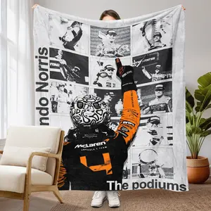 F1 Racing Theme Flannel Blanket, Soft Warm Skin-Friendly, Multi-Purpose Cover for Sofa Bed Office Camping, Perfect Gift for F1 Fans