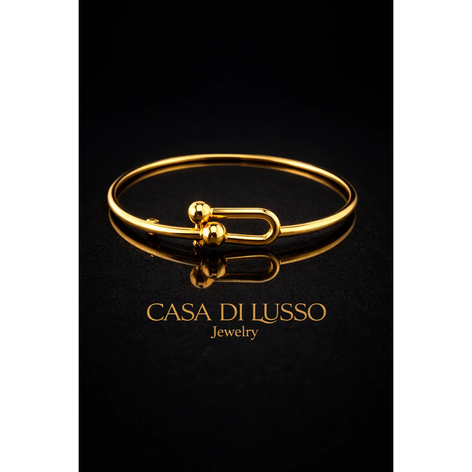 Italian 18K Gold Minimalist Link Bangle – 8”