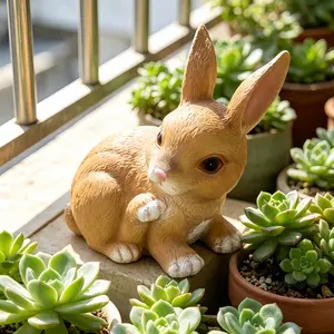 Solar Powered Rabbit Garden Light, Waterproof Resin Statue, LED Warm Glow, Outdoor Decorative Sculpture for Yard, Lawn, Patio