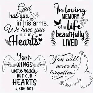 in Loving Memory DTF Transfer Stickers, 6 Counts/set Washable & Easy-to-apply Heat Transfer Decals with Peace Doves & Floral Designs for DIY T-shirts, Masks, Jeans, Backpacks