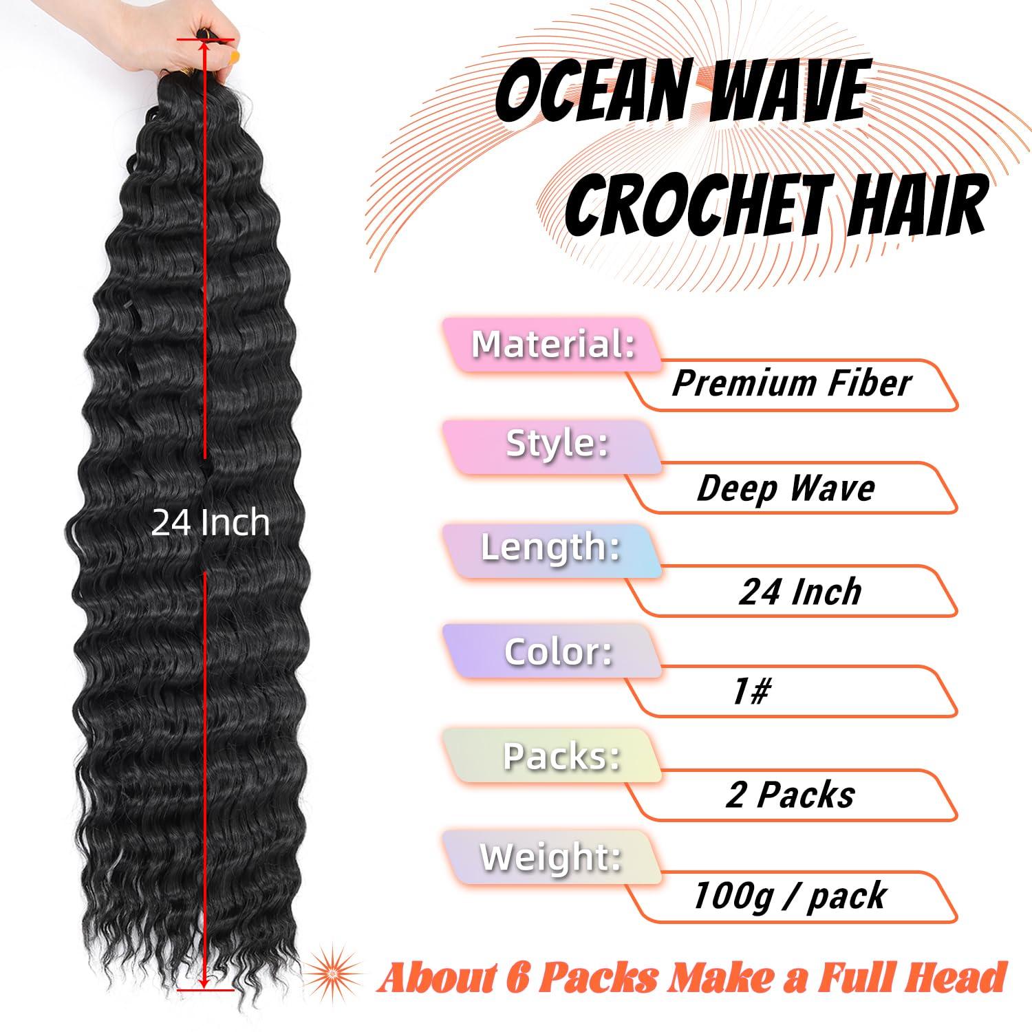 24 Inch Boho Braiding Hair Extensions, Deep Wave Goddess Braids Hair for Knotless Braids, Soft Curly Protective Hairstyle Hair