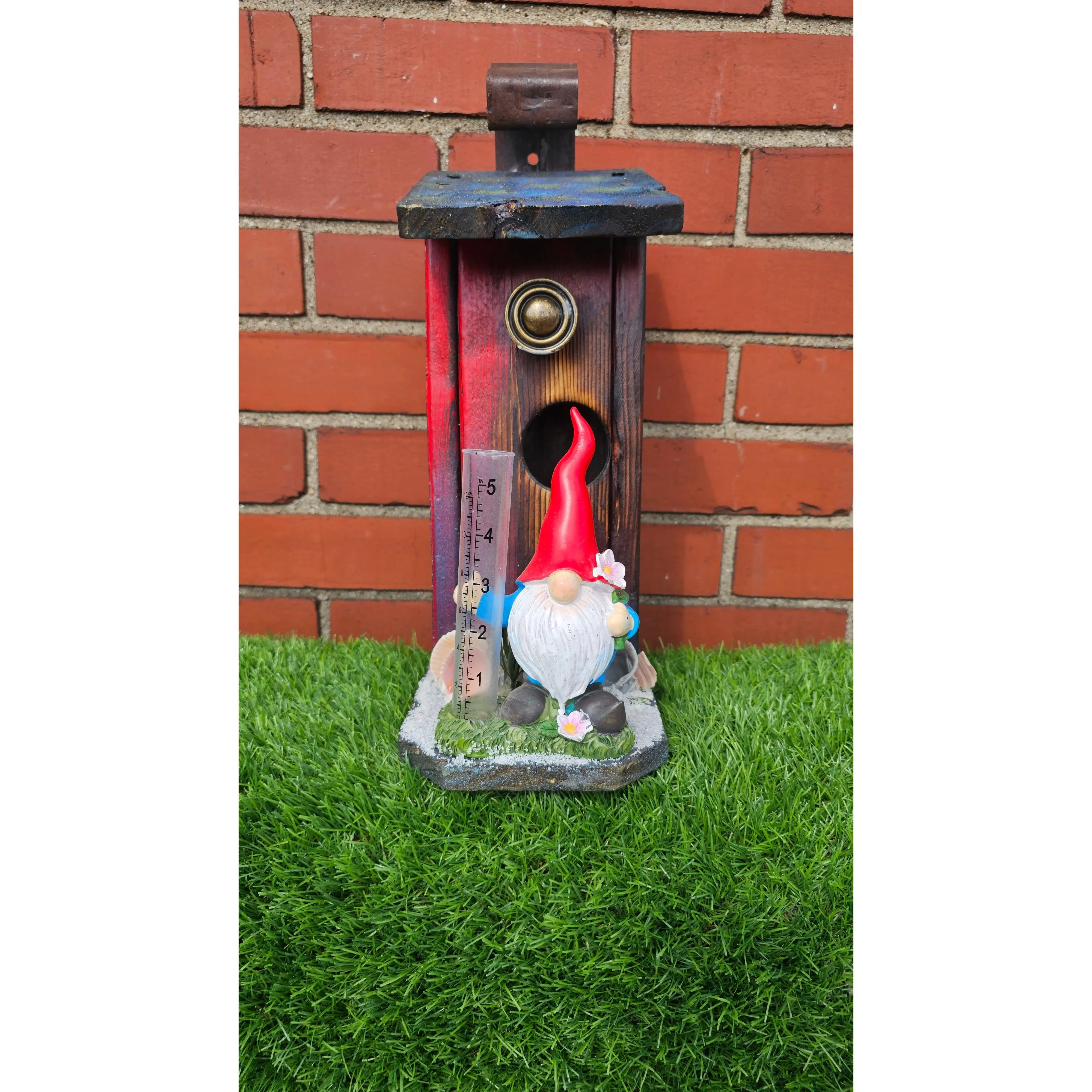 Rustic Handmade Birdhouse Rain Guage