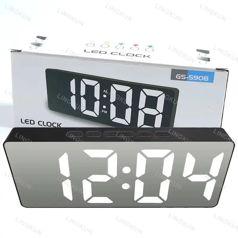 LED Mirror Alarm Clock - Digital Display & Noiseless Design
