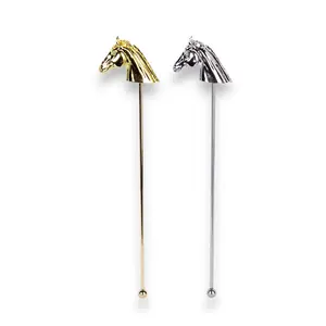 Equestrian Elegance Metal Horse Head Cocktail Stirrer