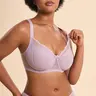 Lacsper Pebble Plus Size Minimizer Bra for Women Polka Dot Lace Full Coverage Underwire Support Non Padded Unlined Comfort