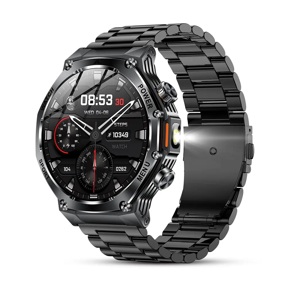 1.7 inch  Large-Screen Smartwatch, Wearable, Answer/Make Call And Message Reminders, 100+ Sports Modes Fitness Tracker, Sports Tracking Smartwatch, 800mah Large-Capacity Battery Flashlight Smartwatch, Suitable for Men Gift, Android Digital Smart Watch