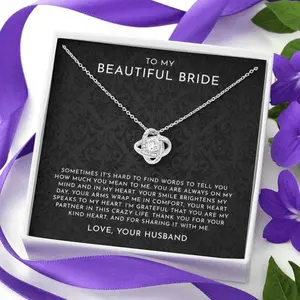 Gift From Groom To Bride, Gift For Bride From Groom, Wedding Gift From Groom To Bride, Bride Wedding Necklace, Gift For Bride, Wedding Gift, Jewelry Message Card, Necklace Gifts For Birthday, Anniversary, Christmas Day, Thanksgiving