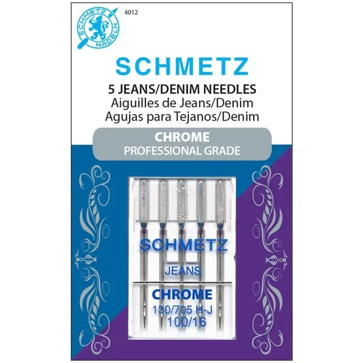 Schmetz Professional Grade Chrome Jeans/Denim Machine Needles 100/16