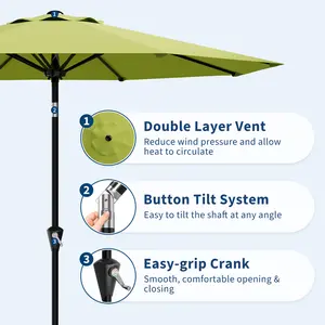 10FT Patio Umbrella – Outdoor Market Sunshade with UV Protection, Waterproof Canopy, 8 Fiberglass Ribs, Crank Lift, Push Button Tilt – Perfect for Pool, Deck, Garden, Backyard or Patio Table