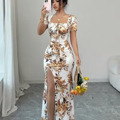 women's light pink off the shoulder dress for easter Petal and Pup Alexia Maxi 5% Spandex Size AU !!!!Red Cinched waist dress( __color_brown:s20871_brown Size:100