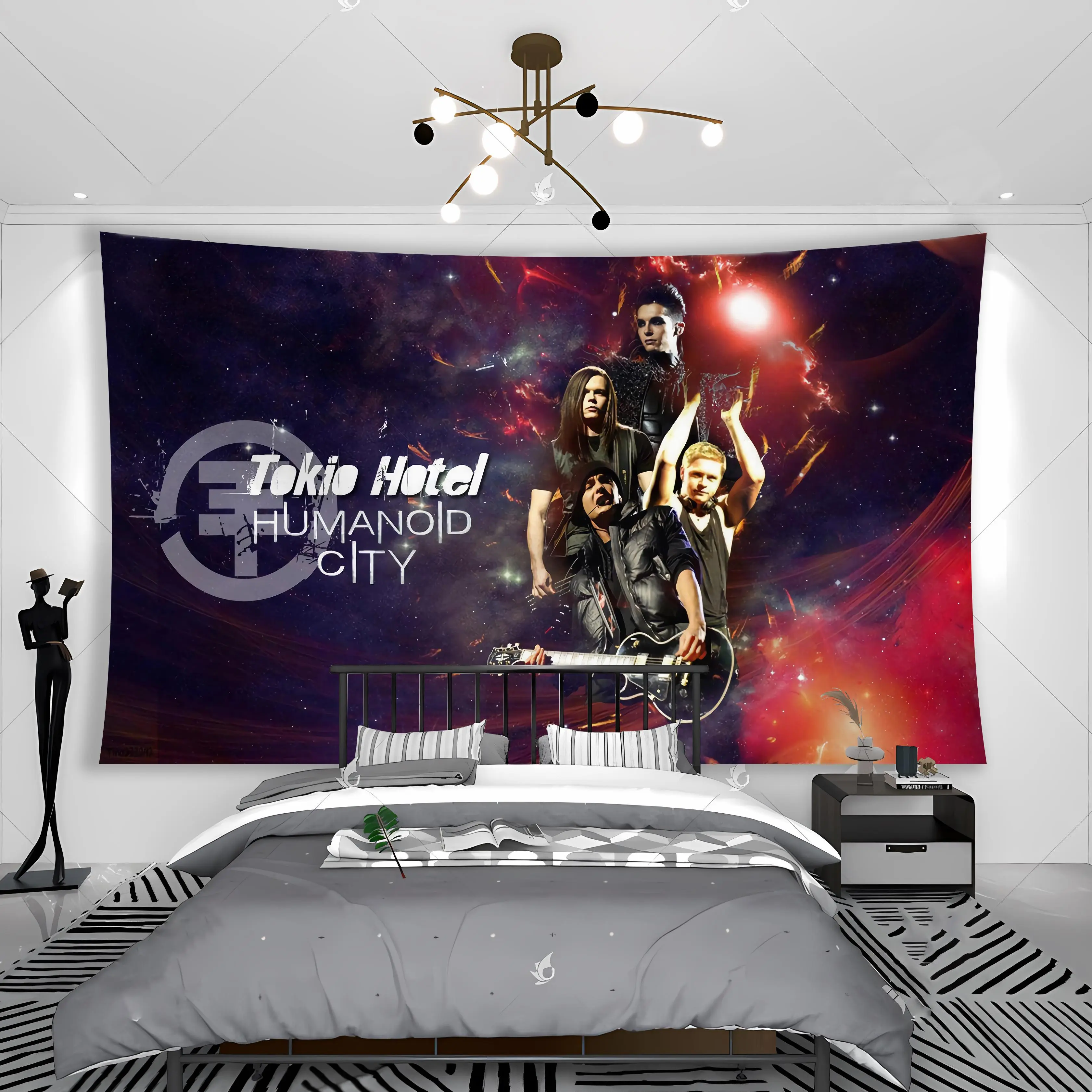 Tokio Hotel Custom Print Tapestry - 40x30in Decorative Wall Hanging Banner Flag for Living Room, Bedroom Home Decor