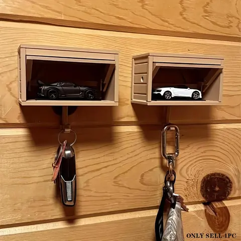 Car Garage Design Key Holder with Convenient Hook, 1 Count Wall Mounted Key Organizer for Entryway Garage, Garage Storage Hooks, Key Hanger Wall Mount, Ideal Gift for Birthday, Holiday, Shelves, Wall Organizer Shelf