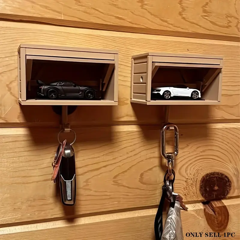 Car Garage Design Key Holder with Convenient Hook, 1 Count Wall Mounted Key Organizer for Entryway Garage, Garage Storage Hooks, Key Hanger Wall Mount, Ideal Gift for Birthday, Holiday, Shelves, Wall Organizer Shelf