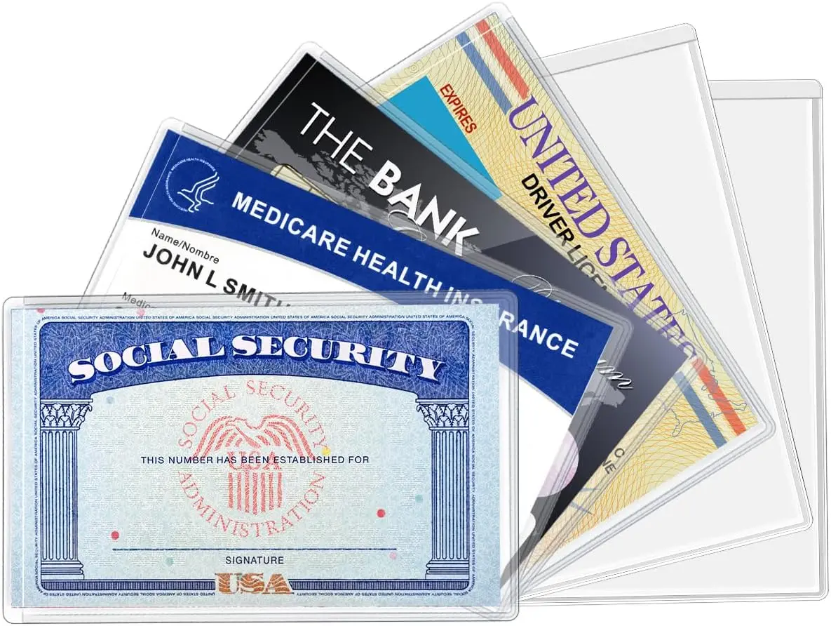 MaxGear New Medicare Card Protector Sleeves, 12 Mil Clear PVC Water-Resistant Card Sleeves for Social Security, Credit & Business Cards