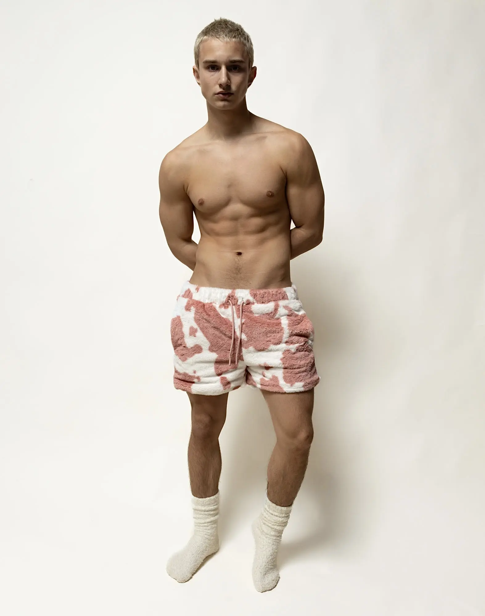 tricki | Cow Print Fur Shorts - Fluffy, Cozy, Minky, Fitted, Fuzzy
