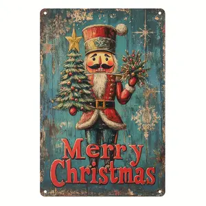 Vintage Nutcracker Aluminum Sign - Wall Hanging Decorative Metal Plaque for Outdoor, Indoor, Garage, Bar, Cafe, Man Cave - Multipurpose Christmas Home Decoration, Gift for Family and Friends - English Text, Weather-Resistant