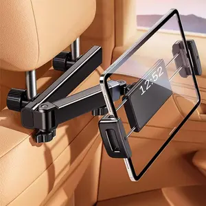 Headrest Phone and Tablet Holder with 360° Rotating Extension Arm, Adjustable Retractable Mobile Phone Holder, Fits 4.7–12.9‑inch iPad, Phone and other Devices, Universal Travel Must-Have Phone Mount