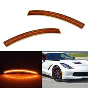 2PCS Amber Lens Front Bumper LED Side Marker Lights For Chevy Corvette C7 2014 2015 2016 2017 2018 2019 Replace OEM 22771196;22771197