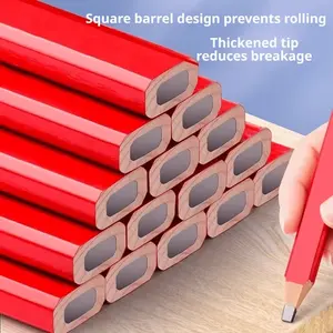 15-Pack Durable Woodworking Pencils, Thick Core, Non-Running Eraser, Ideal for Construction Sites, Marking Pens