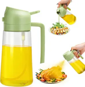 2 in 1 Olive Oil Dispenser Bottle Spray and Pour for Kitchen Gadgets Cooking Air Fryer Salad BBQ (Green)