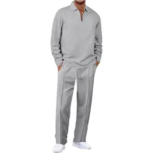 Mens Track Suits 2 Piece Set Waffle Quarter Zip Casual Athletic Jogging Outfits Long Sleeve Track Suits for Men Set