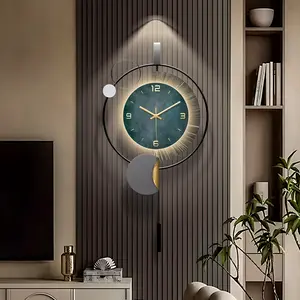 28xx14inch Large Modern Wall Clock for Living Room, Black Decorative Wall Clock,Creative Silent Clock, Home Wall Decor, Battery Operated Metal Wall Art for Entryway/Bedroom/Office/Dinning Room/Kitchen Decor