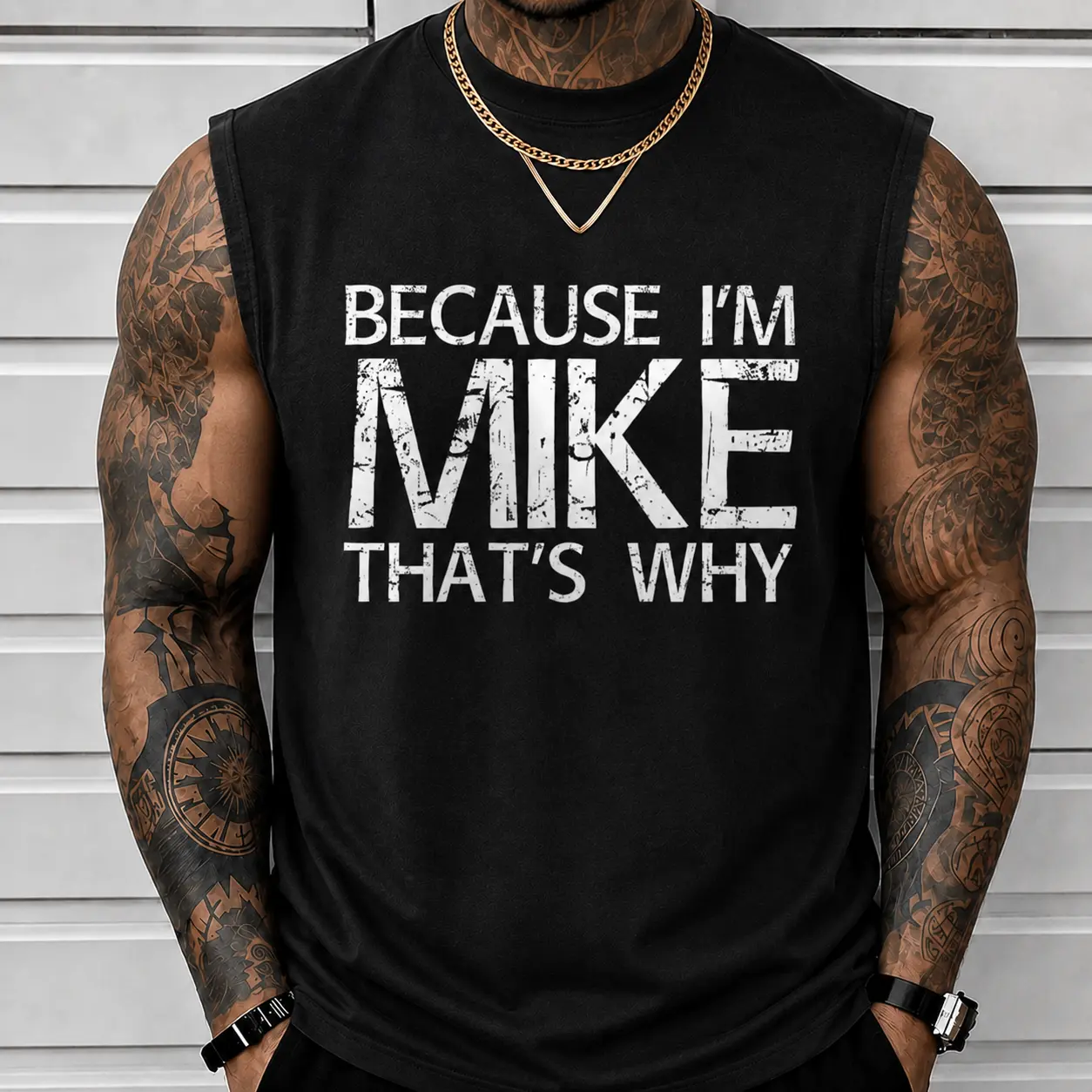 Menswear Mike Graphic Tank Top - Funny Personalized Name Loose Sleeveless Shirt, Super Soft Pre-Shrunk Retro Wash Breathable Fabric Vest for Casual Daily Wear & Gift Ideas