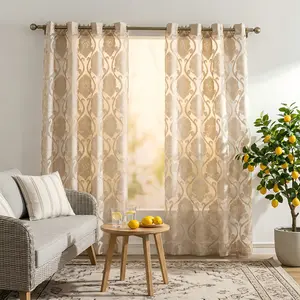 1pc French Romantic Floral Lace Embroidered Window Curtain, Light Perforated Sheer Drape, Country Cottage Soft Decor, Home Decoration Curtain, 1pc