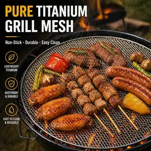 Pure Titanium BBQ Grill Mesh | Heavy Duty Non-Stick Grill Rack for Outdoor Camping & Charcoal BBQ, Easy to Clean & Rustproof