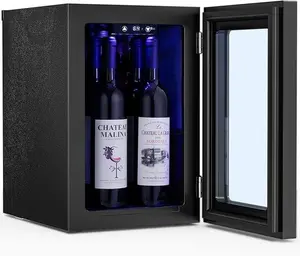 Antarctic Star 0.6Cu. Ft. Freestanding Wine Cellar Mini Fridge, 4-Bottle Red Wine with 6-Can Beverage Refrigerator, Quiet Compressor, LED Light and Display, 40-61 ℉, Black