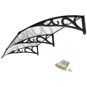Segawe Outdoor Doorway Window Awning Sun Shetter Waterproof Solid Metal Frame Polycarbonate Cover, 40 x 80"