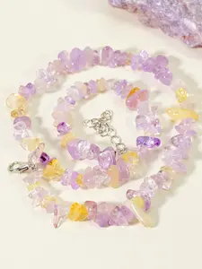 1PC Natural Ametrine Irregular Beaded Necklace, Handmade Fashion Choker Women's Jewelry, Perfect Gift for Her, Unique and Stylish Design