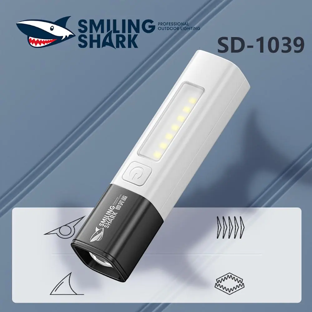 smilingshark SD-1039 Multifunctional ABS Plastic LED Flashlight with COB Side Light & Adjustable Brightness, USB Rechargeable 1200mAh Built-in Battery for Outdoor Camping, Led Lights, Lithium Battery, Usb Cable, Usb Port