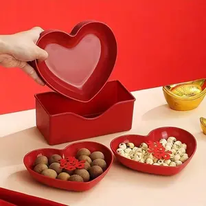 10pcs Valentine's Day Heart Plastic Plates, Love Theme Snack and Candy Trays, Perfect for Parties, Weddings, and Special Occasions