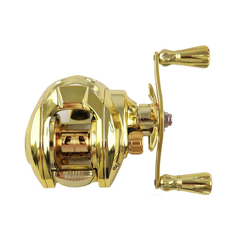Professional Baitcasting Reel - Lightweight Metal Saltwater Fishing Reel, Corrosion-Resistant Gold Finish, Medium Power Right-Hand Retrieve for Surf Lure Fishing, Durable Tackle