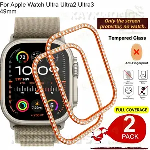 KAYKWONG'S for Smartwatch Ultra 49mm Series Screen Protector, 2-Pack Rhoinestone Pattern Tempered Glass, High Clarity, Durable Material, Ideal Gift
