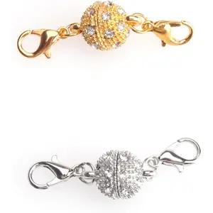 2 count Locking  Clasps with Rhinestone Lobster Clasps Metal  Converter Chain Extenders Accessories for  Making Necklace Bracelet DIY Crafting Project (Round)