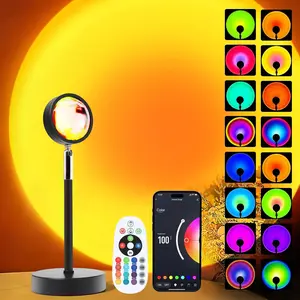 Sunset LED Lamp Projector, Colors Changing App & Remote Control Mood Lighting, Music Sync Ambiance Lighting, Sunset Lamp for Bedroom, Living Room, Aesthetic Room Decor,