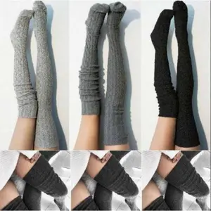 3Pairs Random Women Girls Fashion Winter Cable Knit Extra Over Knee Long Boot Thigh-High Warm Socks Leggings over the