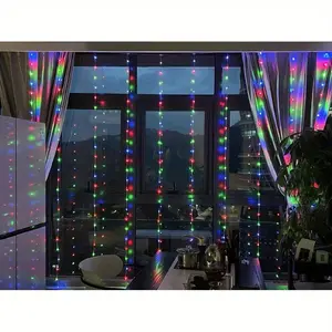 【New Deal】 - 3m*3m 300 LED Remote Control Christmas Curtain Lights, Plug in Fairy Curtain Lights Outdoor, Window Wall Hanging String Lights for Bedroom Backdrop Wedding Party Indoor Patio Xmas Decor, Multicolor