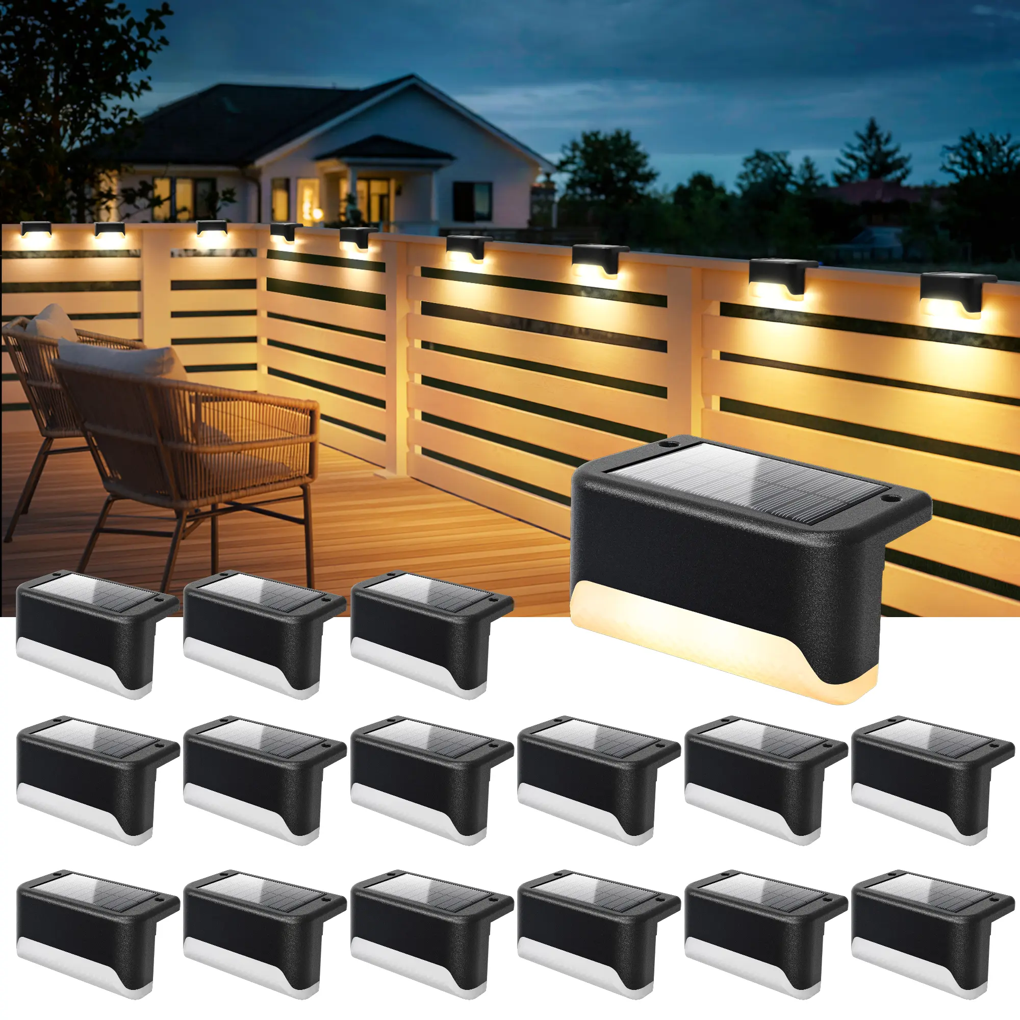 【SummerVibes】16pack SOLPEX Solar Deck Lights Outdoor, Solar Fence Lights Waterproof LED Step Light for Outside, Patio, Stair, Garden, Yard, Railing, Front Porch, Balcony Decor