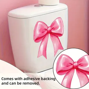 1 modern gradient pink bow toilet sticker - suitable for bathrooms/toilets/pink rooms/home decor/aesthetic wall stickers