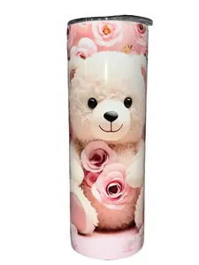Teddy Bear - VDay Valentines Day - 20oz oz 20 oz. 20oz. - Skinny Straight Sublimation Tumbler - Amy's Tumbler Junkies - Your Favorite Tumbler Shop!